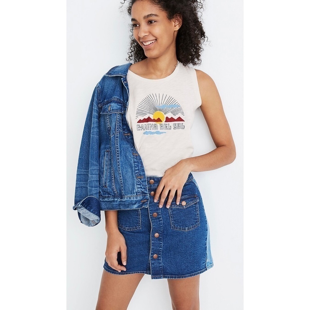 Madewell Straight Denim Mini Skirt: Pieced Edition